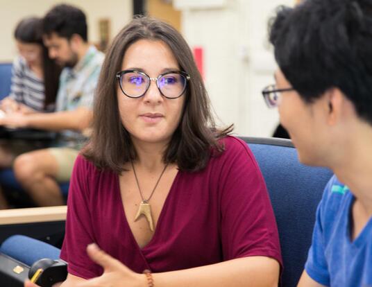 students talking to eachother